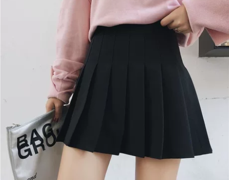 春夏季黑色百褶裙短裙女高腰A字裙学生ins...