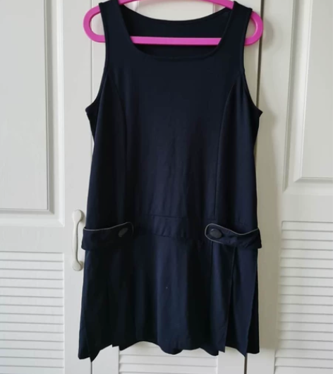 小U领 背心裙 外贸日单纯棉学生裙,可爱娃...