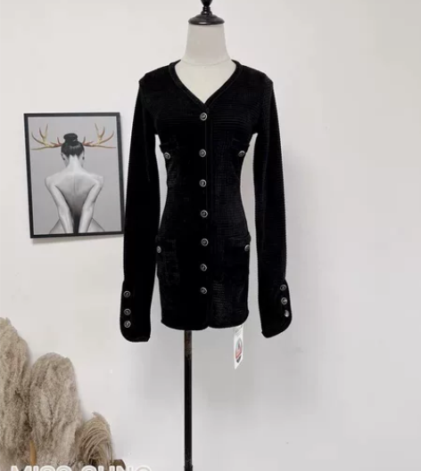 黑色针织内搭小香风打底包臀裙 送腰带 全新...