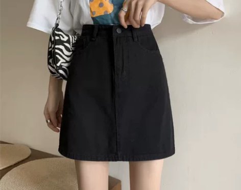 高腰牛仔短裙女2022春夏新款a字裙显瘦百...
