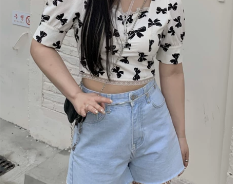 黑泽玄七微胖mm2021夏季新款蝴蝶印花气...