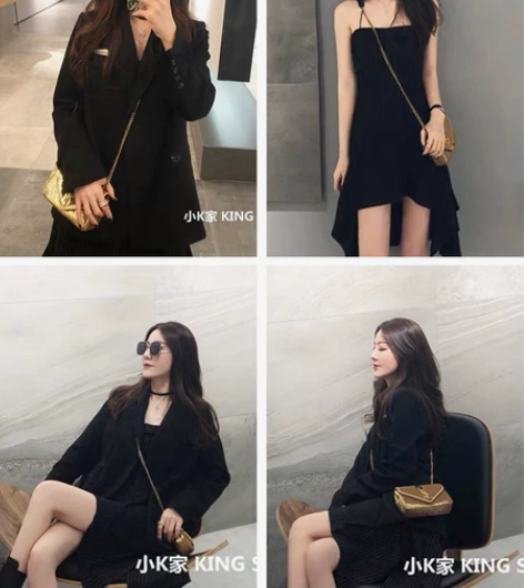 黑色吊带抹胸连衣裙女2021名媛小心机收腰...