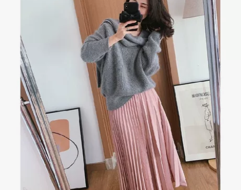 粉色秋冬百褶裙 只穿过一两次几乎全新，成色...