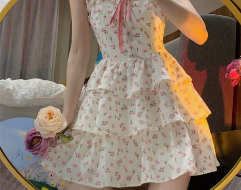 初恋公主裙蓬蓬裙蛋糕裙吊带连衣裙女夏设计感...