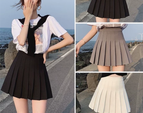 咖色黑色白色百褶裙女秋冬灰色半身裙子高腰显...