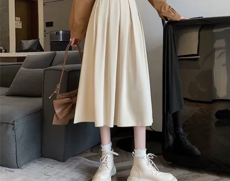 百褶裙女2022新款韩版高腰显瘦a字百褶裙...