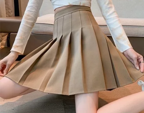 百褶裙女半身裙春夏2022年新款高腰显瘦a...