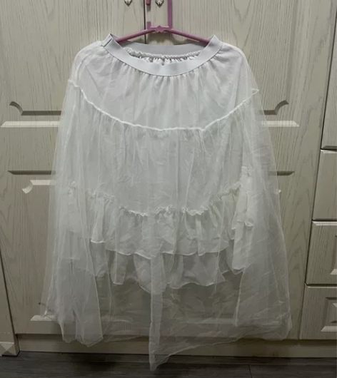 白色薄纱蛋糕裙半身裙,m码,松紧腰,实体店...