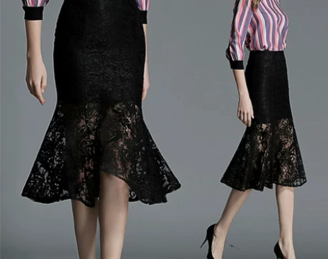 ?2017新款包臀中长款显瘦鱼尾裙秋冬高腰...