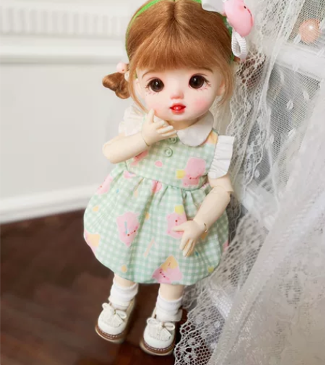 现货掉落 猪猪泡芙6分bjd娃衣四色花苞裙...