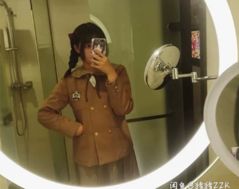 黛女子高校生 原创JK制服校服无领西装卡其...
