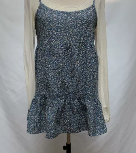 810 上岚蓝色田园风外搭吊带衫 S平铺胸...