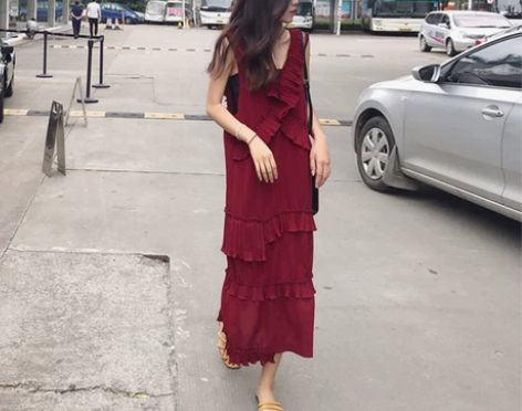 欧洲站2019新款女装夏季褶皱奶油慵懒风荷...