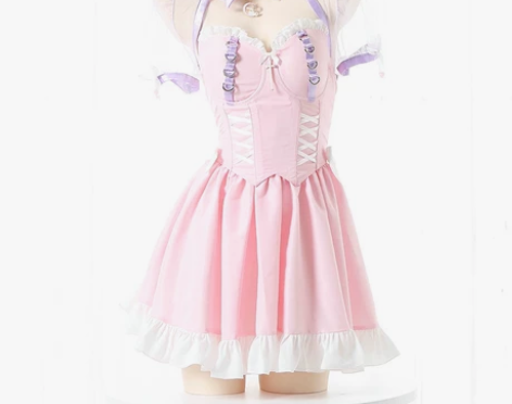 日系女仆装lolita可爱粉色动漫COS动...