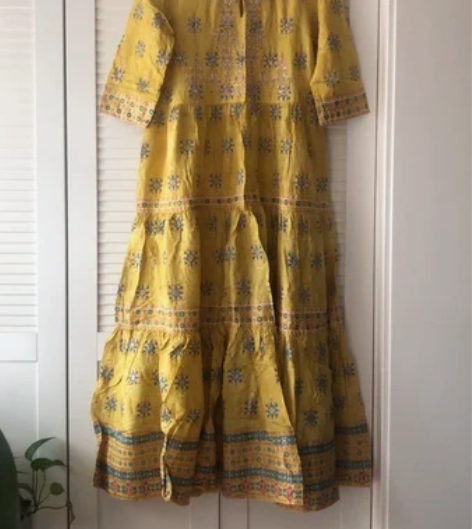 印度设计师品牌W家绣花烫金民族风连衣裙 全...