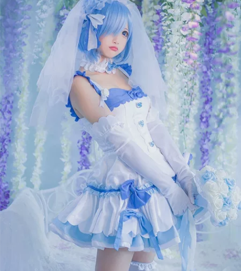 雷姆花嫁cos 专拍 初兽猫蕾姆婚纱大全套...