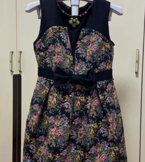 品牌：凤禧 ，L码，复古无袖羊毛连衣裙，民...