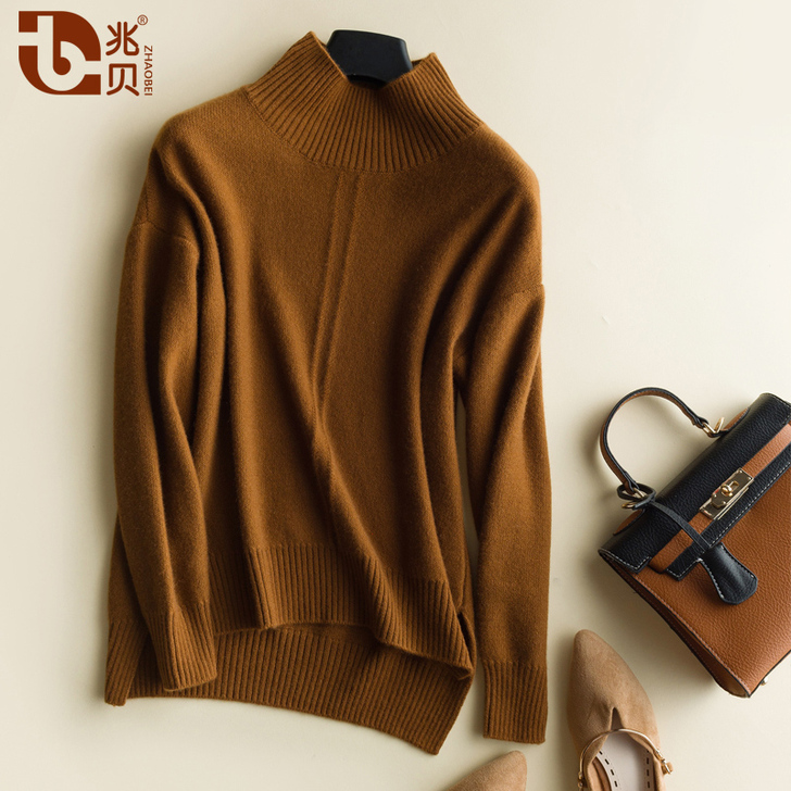【双11狂欢价】兆贝秋冬新款羊绒衫女半高领...