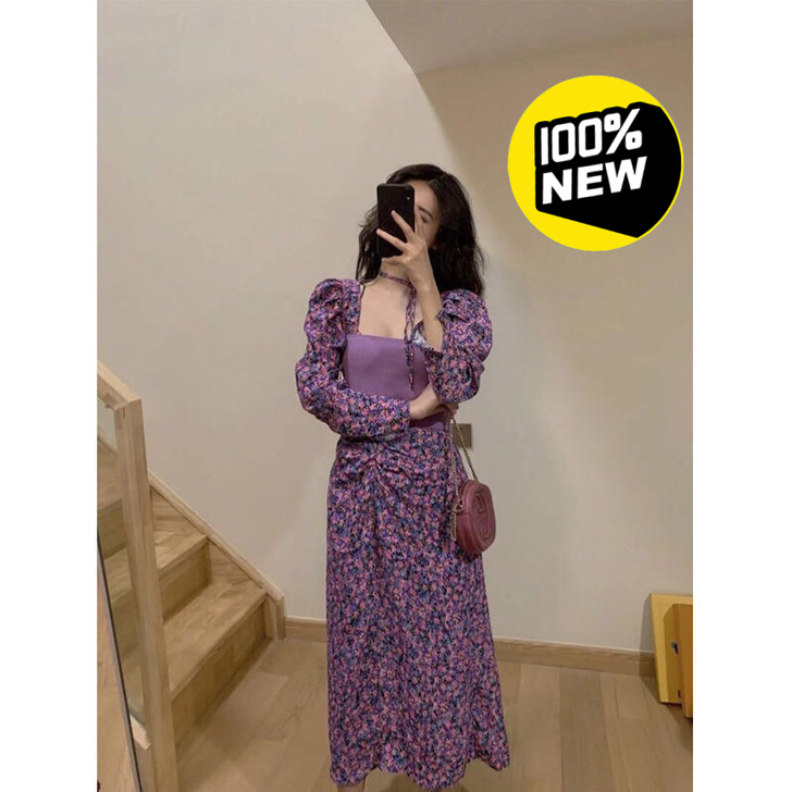 碎花连衣裙中长款2021春夏季新款韩版学生...