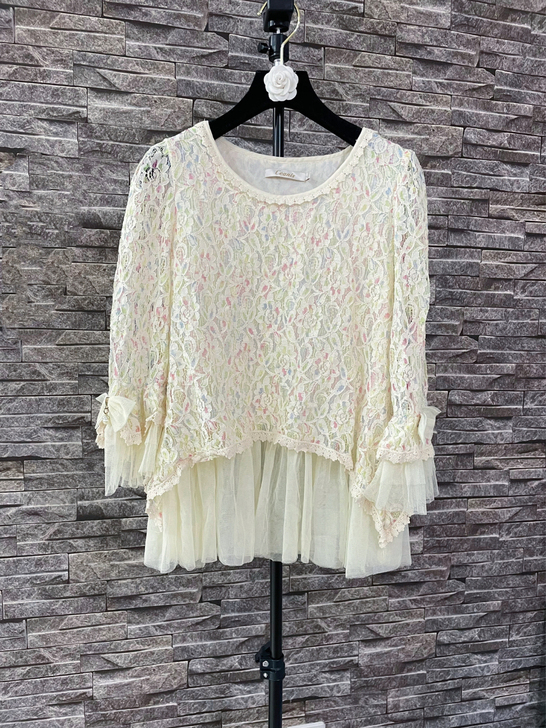 蕾丝衫七分袖上衣女