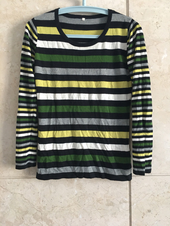 条纹针织羊绒衫薄款均码