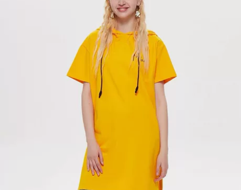 MJstyle 女女中长款抽绳带帽休闲卫衣...