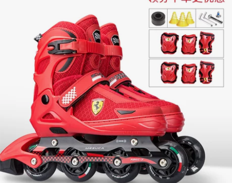 #可调节溜冰鞋 法拉利儿童溜冰鞋 可调节 ...