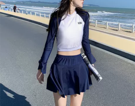 泳衣女裙式分体保守显瘦韩国仙女范学生小胸聚...