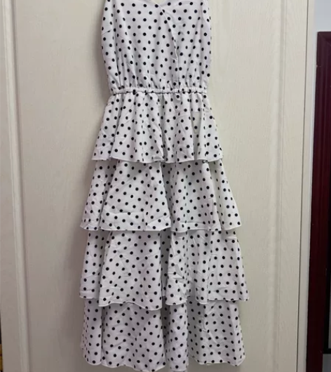 外贸vintage雪纺连衣裙波点港风可爱纯...