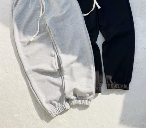 纯色椰子纯棉毛圈束脚休闲裤高街风运动长裤宽...