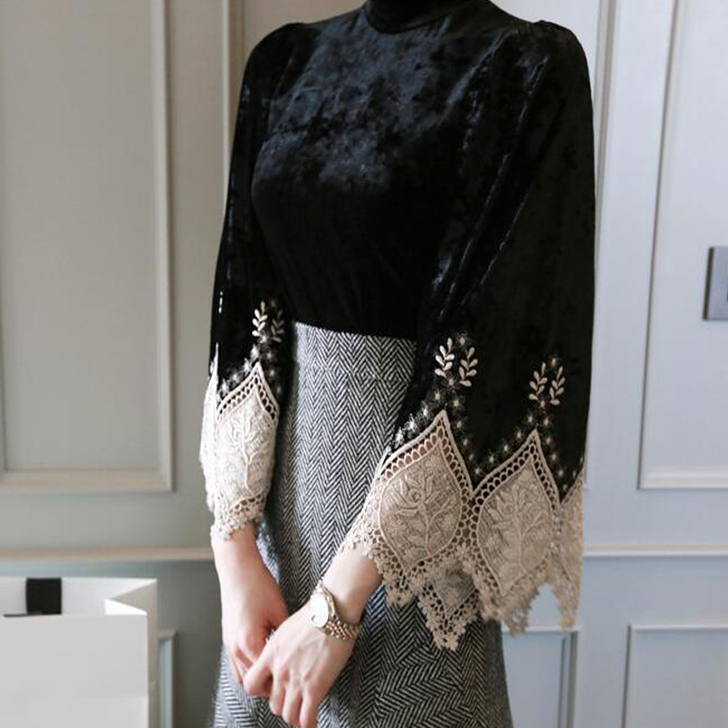 蕾丝雪纺衫
