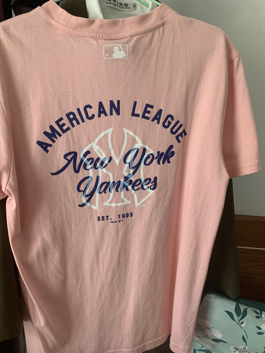 MLB短袖正品 粉色L码