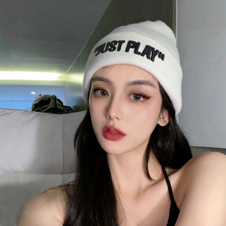 显脸小针织毛线帽韩版潮帽子女秋冬百搭适合圆...