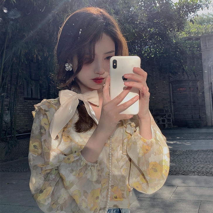 丹来鸟 蕾丝雪纺衫