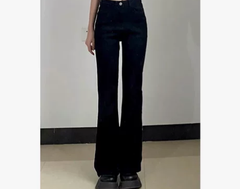 2022年秋新款美式弹力微喇叭牛仔裤女高腰...