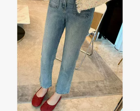 小个子蓝色九分牛仔裤女2022新款秋季百