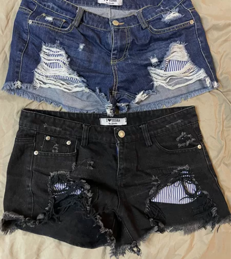 牛仔短裤2条 125-140斤穿 感兴趣的...