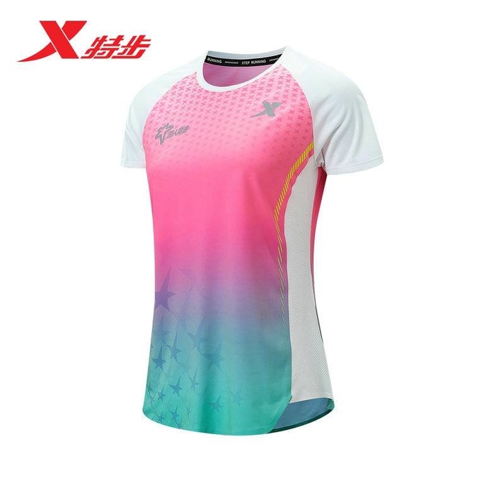 特步国人竞速5代跑步T恤女短袖2021夏季...