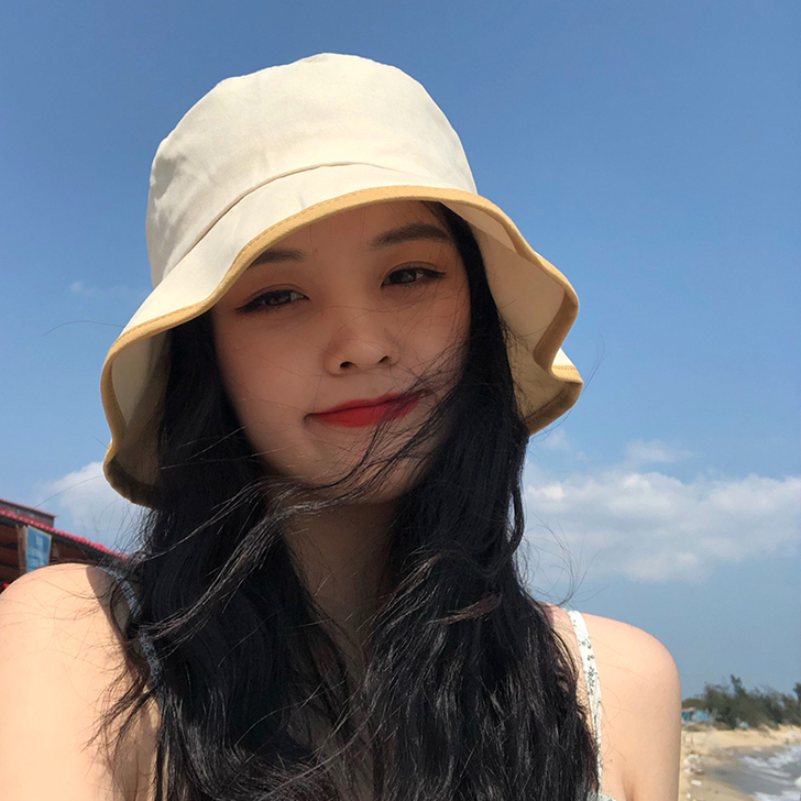 日系纯色渔夫帽女韩版夏天ins网红盆帽显脸...