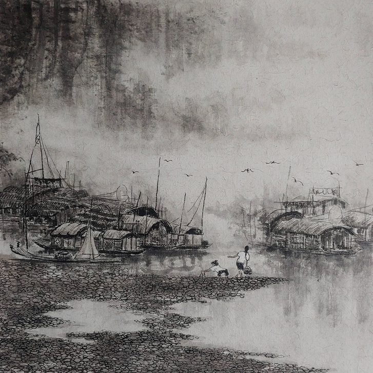 手绘中国画  山水画 国画小品  扇面 可...