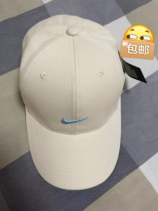 全新耐克卡其色帽子小雏菊硬顶女鸭舌帽刺绣薄...