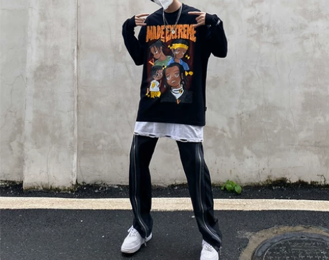 低空飞行欧美嘻哈歌手动漫印花圆领宽松Ins...