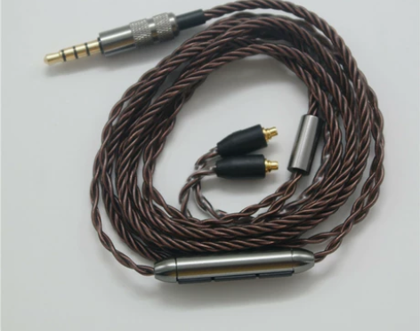 3.5MM合绞透明铜MMCX带麦调音耳机线...