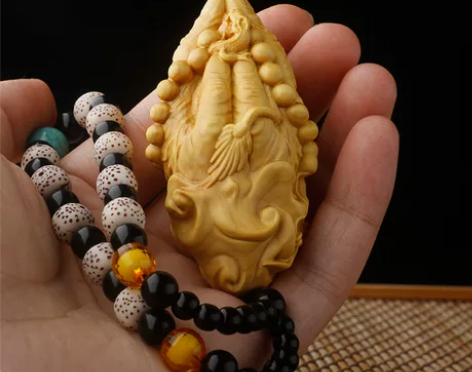 木雕手把件小叶黄杨木文玩手工艺品挂件佛手实...