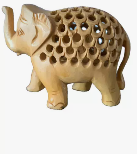 尼泊尔手工艺品 镂空木雕小象（小号）长宽高...