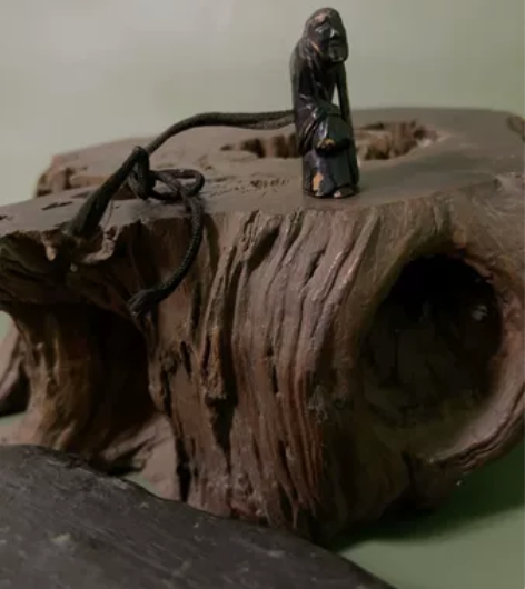 江户时期寿老人 仙翁 木雕根付 尺寸：4....