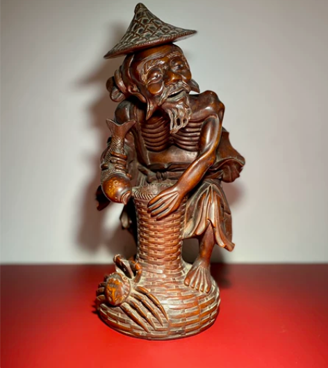 清 龙眼木雕渔翁 28.8cm￥9800