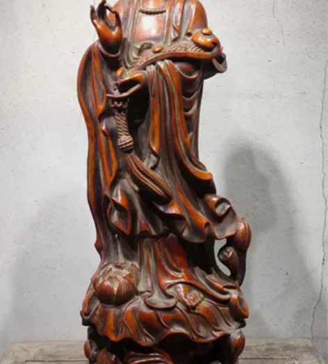 木雕观音像，雕刻精美，纹理清晰，个大好品，...