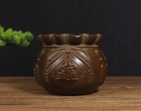 搬家急售旧货大号纯铜金钱袋 浮雕香薰炉香炉...