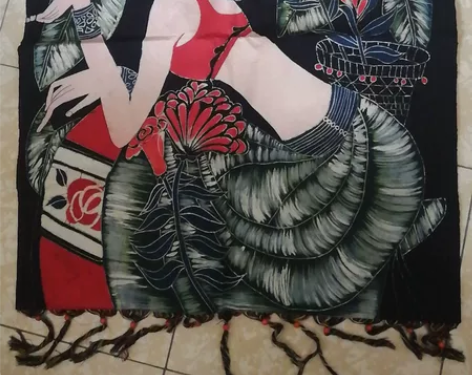 蜡染挂画，云南人物挂画70*80cm 感兴...